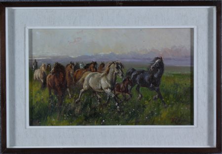 VITTORIO CAJANI. Oil on canvas in a frame. Signed