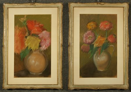 N. SCANCIATI. Two pastel drawings on cardboard