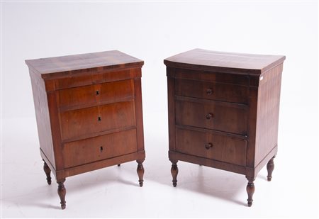 Two night tables in wood. 19th century