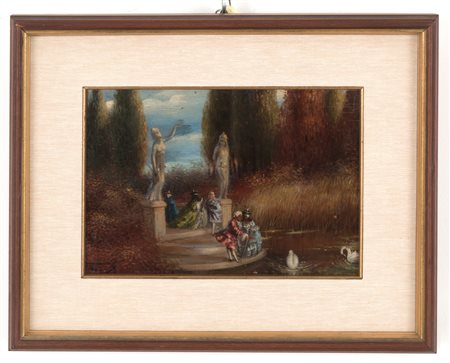 Oil painting on board. Early 20th century