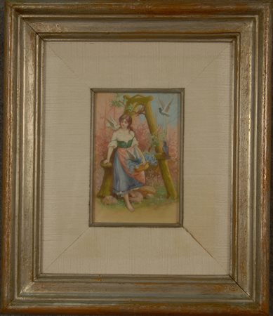 Mixed technique on cardboard. Late 19th c