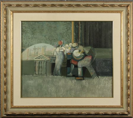 PICKING JOHN. Oil on canvas. Signed and dated 1966