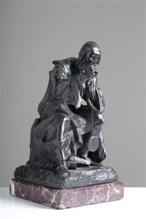 Bronze sculpture on a marble base. 19th century