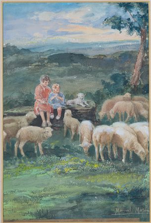 Watercolour on paper. MANUEL MALASE. 20th c