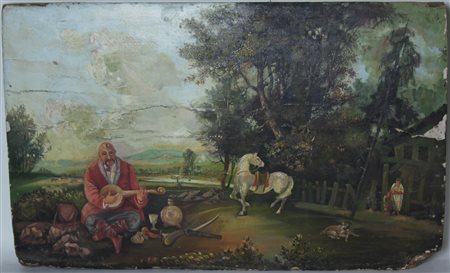 Oil painting on board. Early 20th century