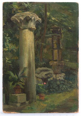 Oil painting on cardboard. Signed. 20th century