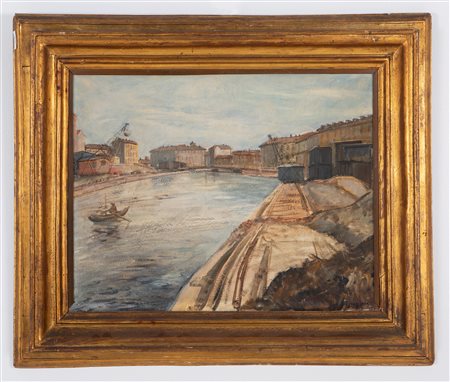 AMEDEO ANGILELLA. Oil painting on plywood. 20th c