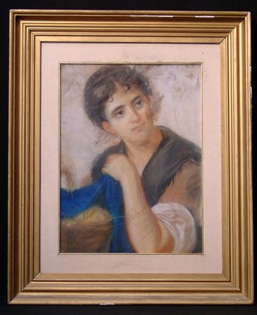 Pastel on cardboard. Early 20th century