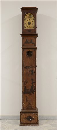 Wooden decorated clock. Early 19th century
