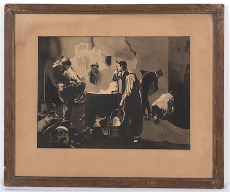 Indian ink painting and watercolour on paper