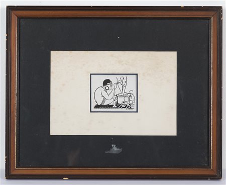 Indian ink drawing on paper. R. FUNZIER. 20th c