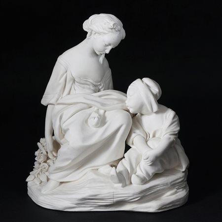 Gruppo in biscuit raffigurante Le sabot cassé, da Etienne Falconet. Sèvres,...