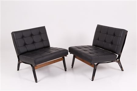 ICO PARISI. Two armchairs in metal. 1960s