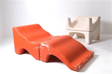 CESARE AUGUSTO NAVA. Two modular armchairs.60-70s