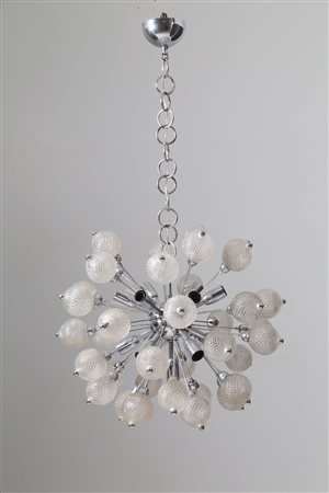 Metal and glass Sputnik chandelier. Italy. 60s