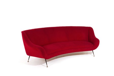 GIGI RADICE. Sofa in red wool and metal. 1950s