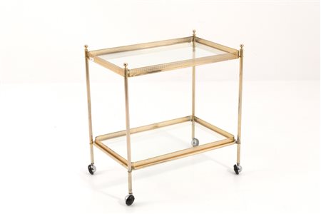 Brass cart in brass and glass. Italy. 1950s