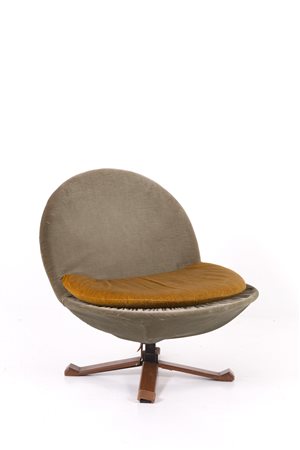 Unique green velvet armchair. ISA. 1950s