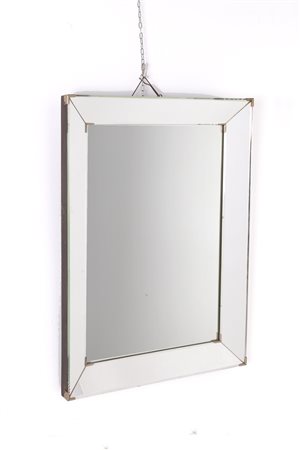 Wooden and brass mirror. FONTANA ARTE (Attr). 40s