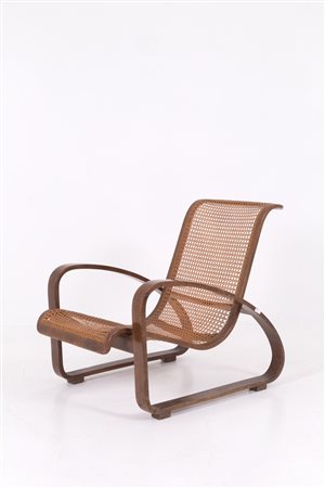 Decò chair in wood and Viennese straw. 1950s