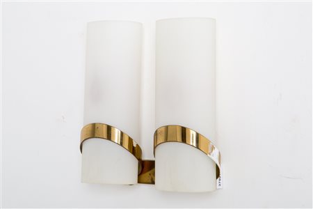 Opaline glass and brass sconce. OLUCE