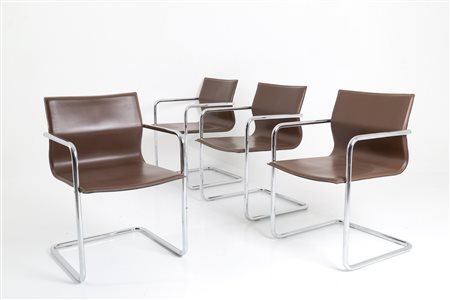 ENRICO PELLIZONI. Four leather chairs. 2009