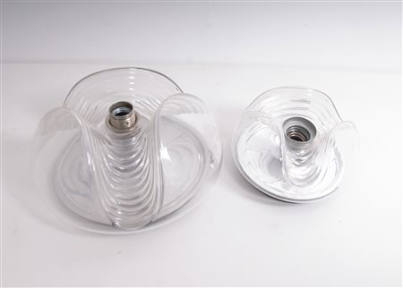 Two glass ceiling lights. Italy. 1970s