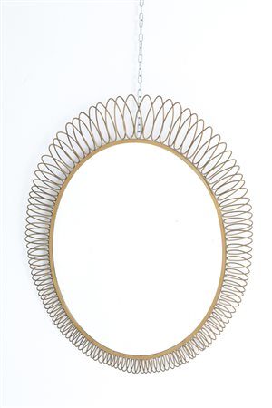 GIO PONTI (Attr). Round brass mirror. 1950s