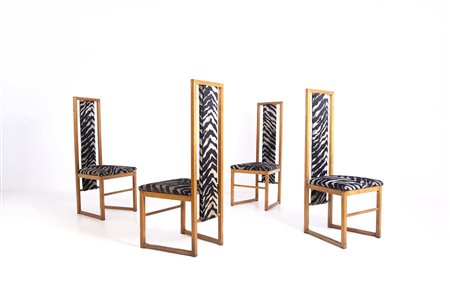 PIERRE BALMAIN (Attr). Four wooden chairs. 1950s