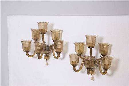 Two wall lamps in crystal glass. VENINI