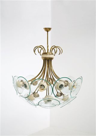 PIETRO CHIESA. Brass chandelier. FONTANA ARTE
