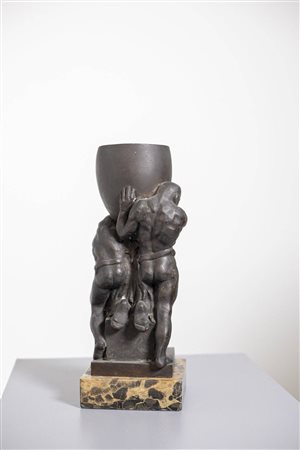 ADOLFO WILDT (Attr). Bronze sculpture on marble base