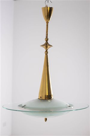 Brass and crystal chandelier. FONTANA ARTE. 1950s