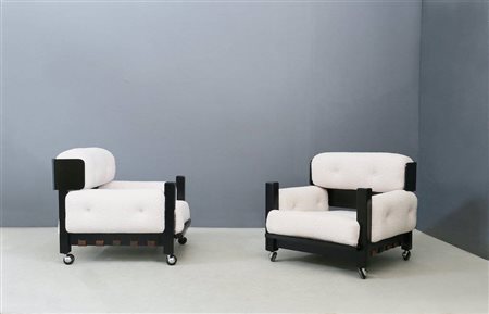 Two wooden armchairs. Italy. 1960s