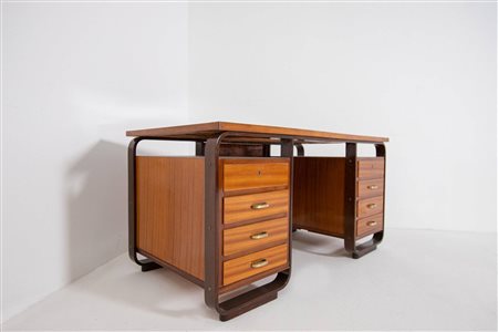 GIUSEPPE PAGANO. Desk in wood and brass