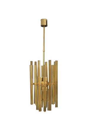 VENINI chandelier in gilded glass and brass