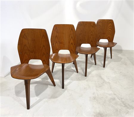 E. GERLI & O. BORSANI. Six chairs. TECNO