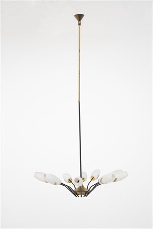 Brass chandelier. Italy. 1950s
