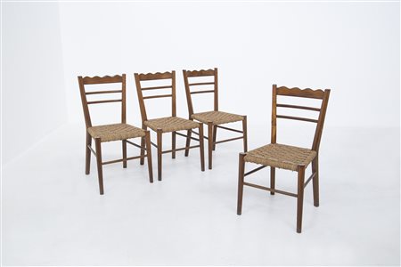 PAOLO BUFFA. Four wooden chairs. 1950s