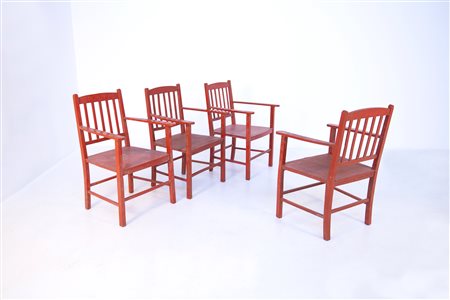 Four chairs in Ettore Sottsass style. 1950s
