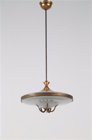 LUMI. Ceiling lamp in metal and brass. 1940s