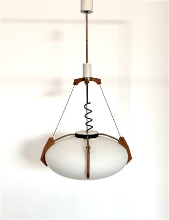 BRUNO CHIARINI. Opaline Glass Chandelier. 1960s