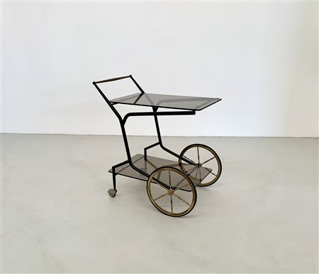 Cart in glass and brass. 1970s