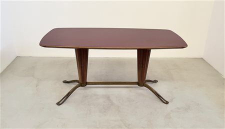 VITTORIO DASSI. Wood and glass table. 1950s