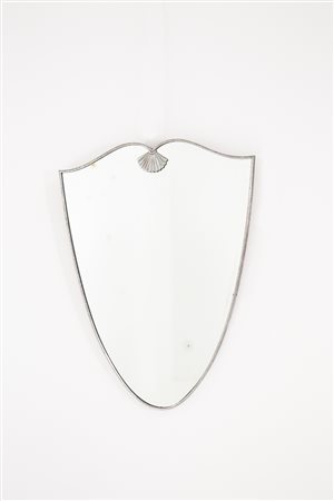Nickel-plated brass mirror. Italy. 1940s