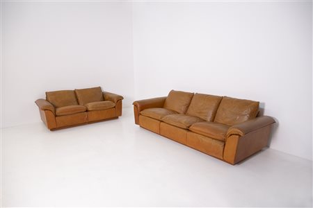 AMMANNATI & VITELLI (Attr.). Two leather sofas. 1960s