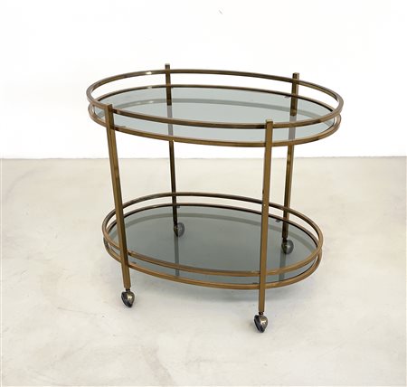 Brass and glass trolley. VIVAI DEL SUD. 1970s