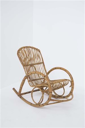 Rattan rocking chair. Italy. 1950s