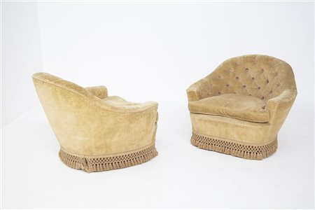 Two velvet armchairs. Italy. 1950s