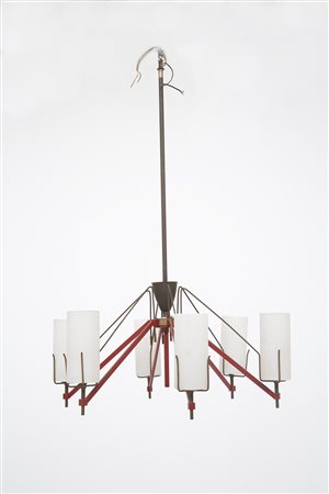 Aluminium chandelier. Italy. 1950s